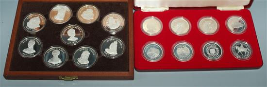 1977 six silver crown set and a 9 silver medal set